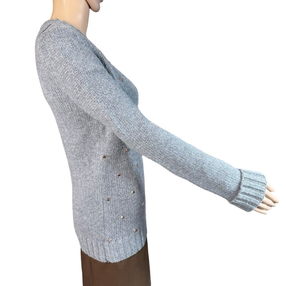 Fossil Wool Cashmere Blend Grey Beaded Sweater Size S - Picture 4 of 9